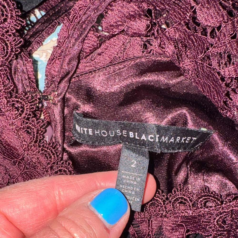 Chic Lace Mini Dress in Deep Burgundy - Picture 6 of 13